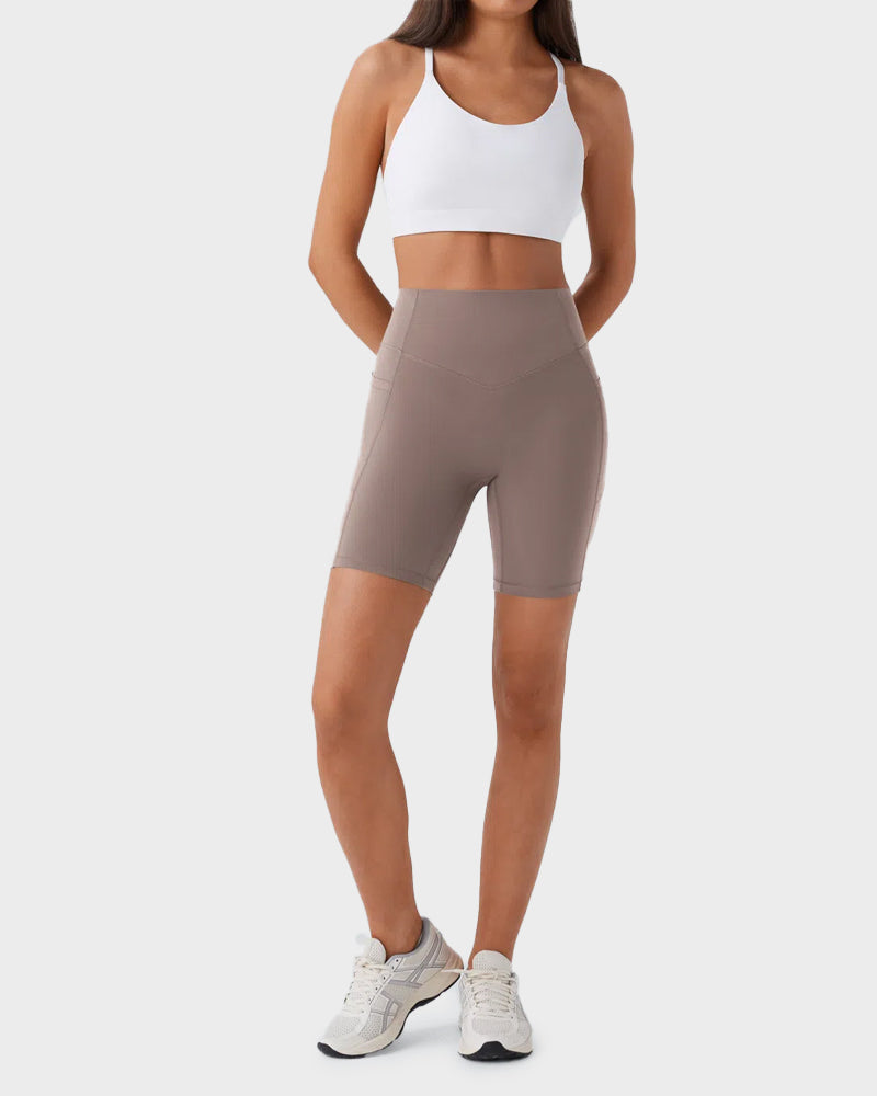 7-Zoll Po-Lifting Trainingsshorts mit Bauchkontrolle und Taschen