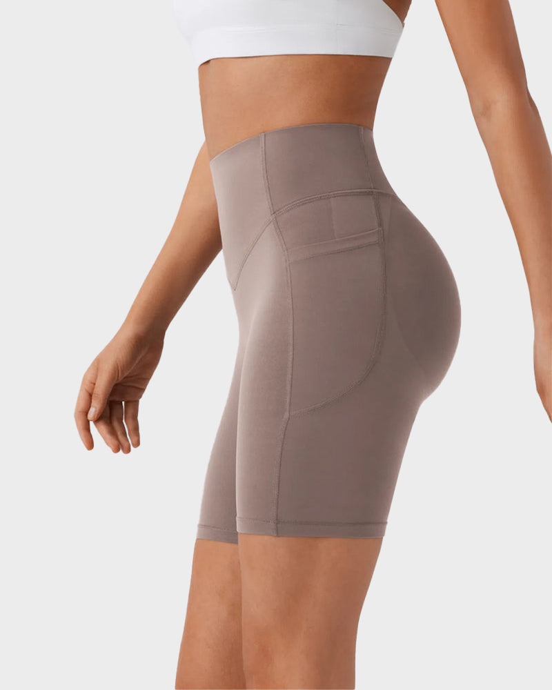 7-Zoll Po-Lifting Trainingsshorts mit Bauchkontrolle und Taschen