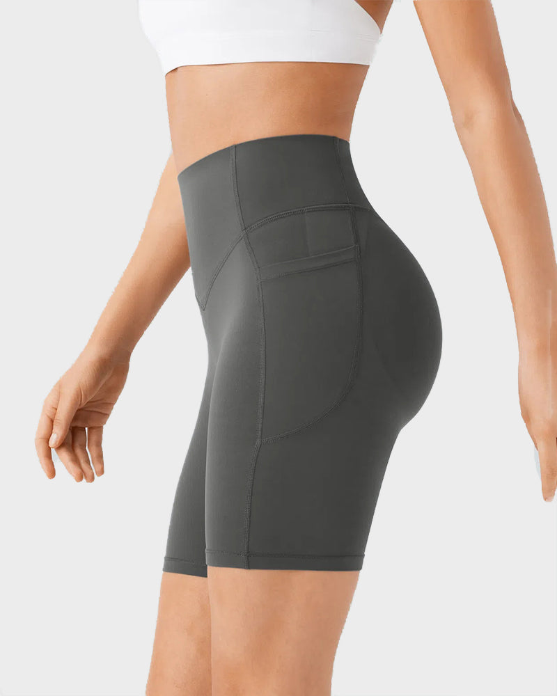 7-Zoll Po-Lifting Trainingsshorts mit Bauchkontrolle und Taschen
