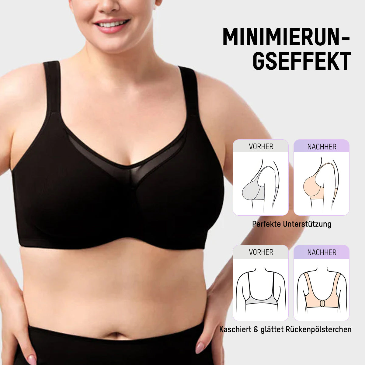 Bequemer Minimizer-BH in großen Größen mit Vollschale und Bügel