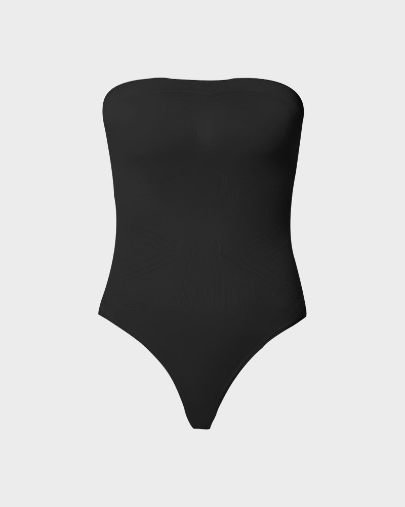 Nahtloser Bandeau-Shaping-Body mit String und abnehmbaren Trägern