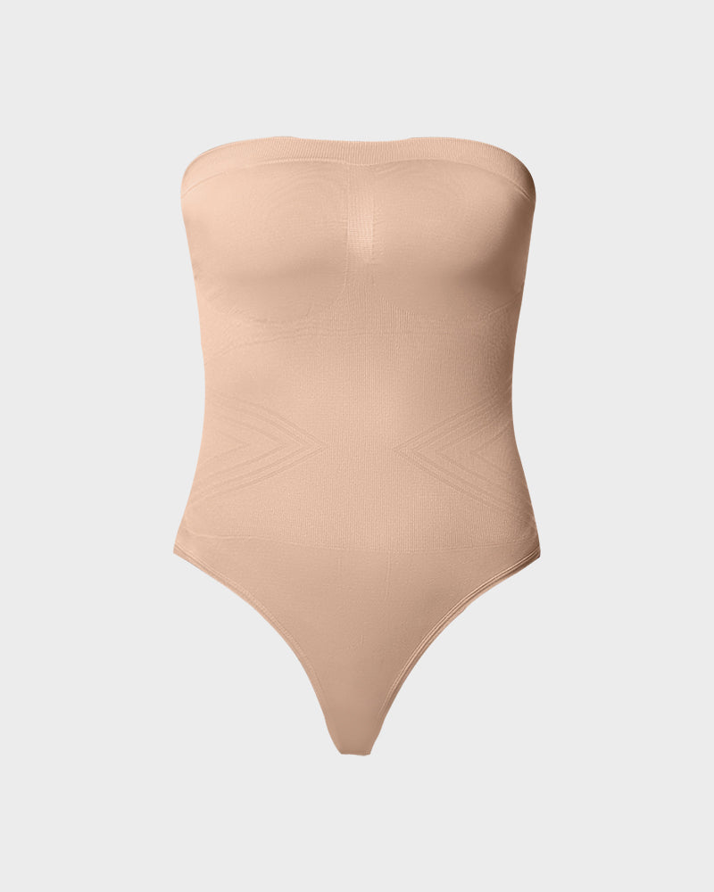 Nahtloser Bandeau-Shaping-Body mit String und abnehmbaren Trägern