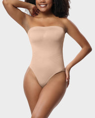 Nahtloser Bandeau-Shaping-Body mit String und abnehmbaren Trägern