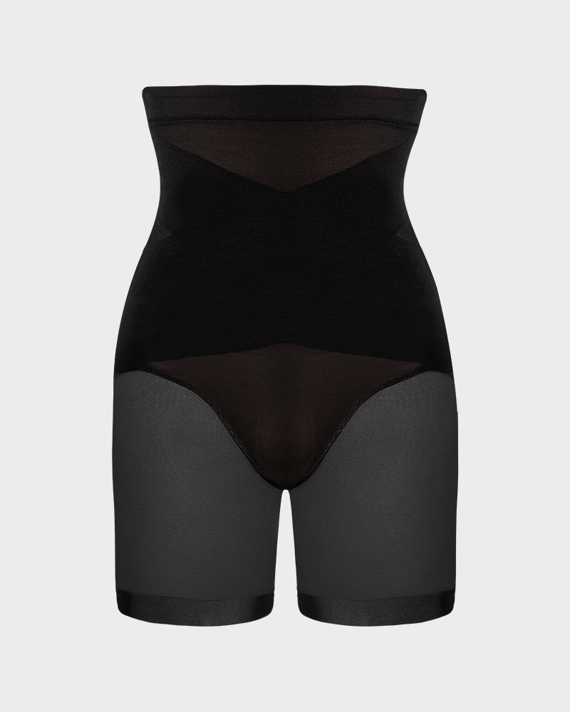 High-Waist Shaping-Shorts mit überkreuztem Design und atmungsaktivem Mesh
