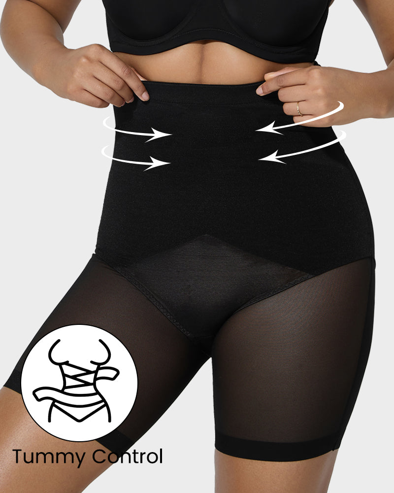 High-Waist Shaping-Shorts mit überkreuztem Design und atmungsaktivem Mesh