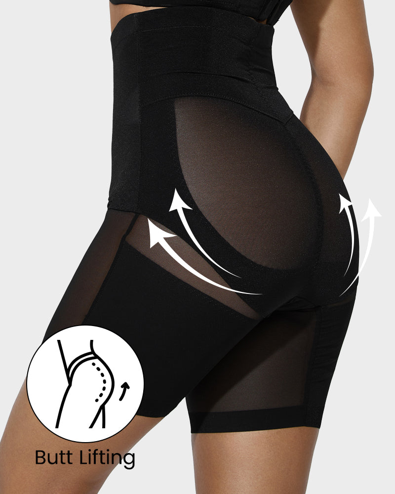 High-Waist Shaping-Shorts mit überkreuztem Design und atmungsaktivem Mesh