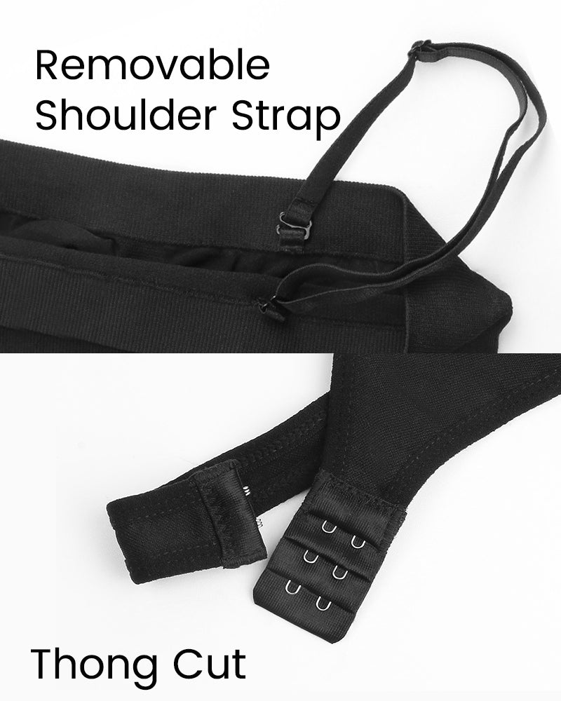 Nahtloser Bandeau-Shaping-Body mit String und abnehmbaren Trägern