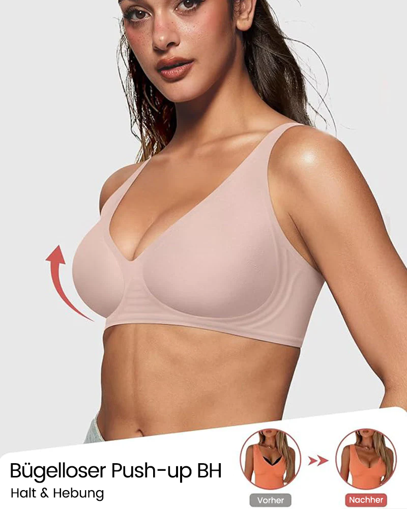 Nahtloser Push-up BH mit Tief-V & Gelee-Streifen – Bügellos & Komfortabel