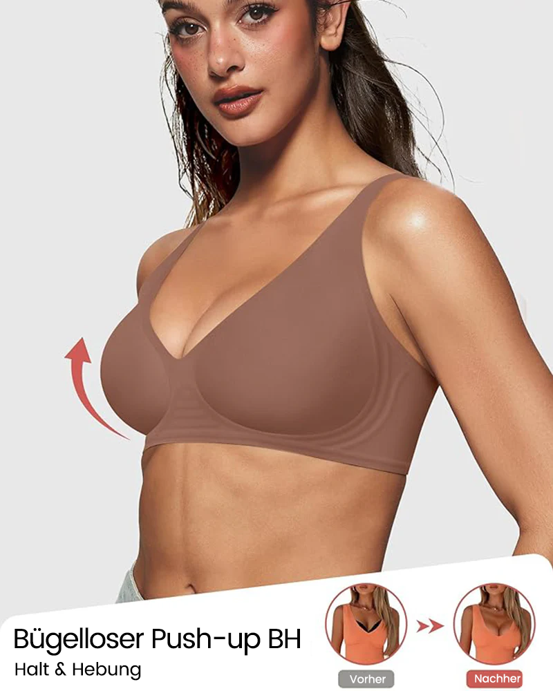 Nahtloser Push-up BH mit Tief-V & Gelee-Streifen – Bügellos & Komfortabel