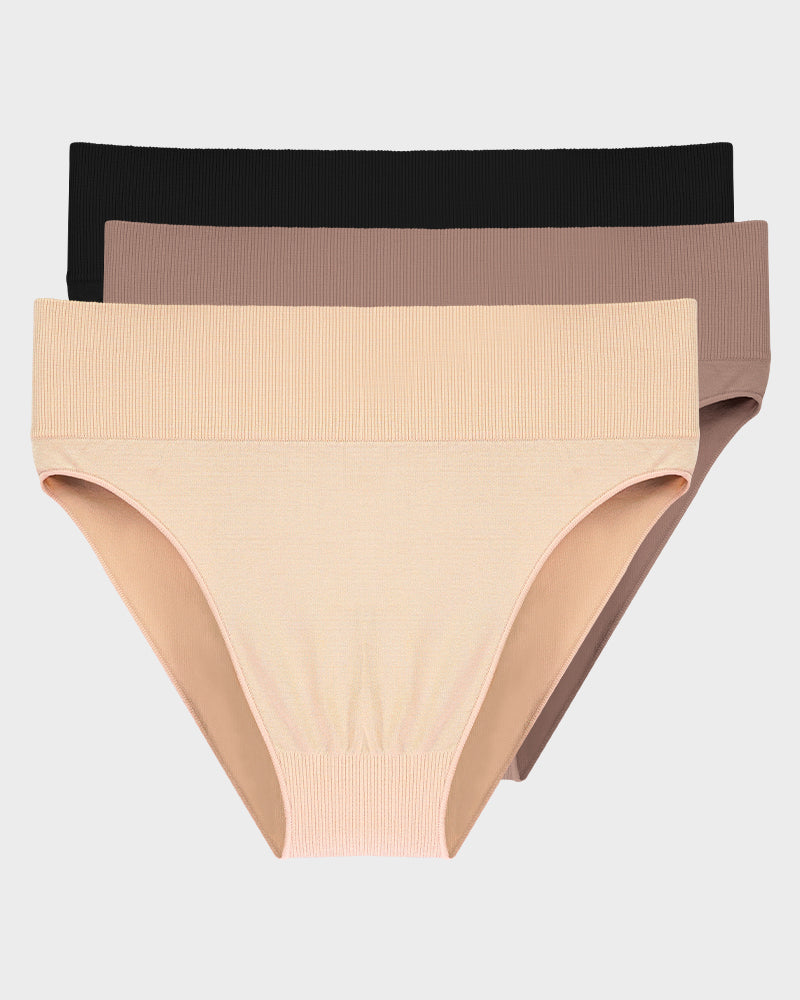 Nahtlose High-Waist-Slips mit Bauchkontrolle (3er-Pack)