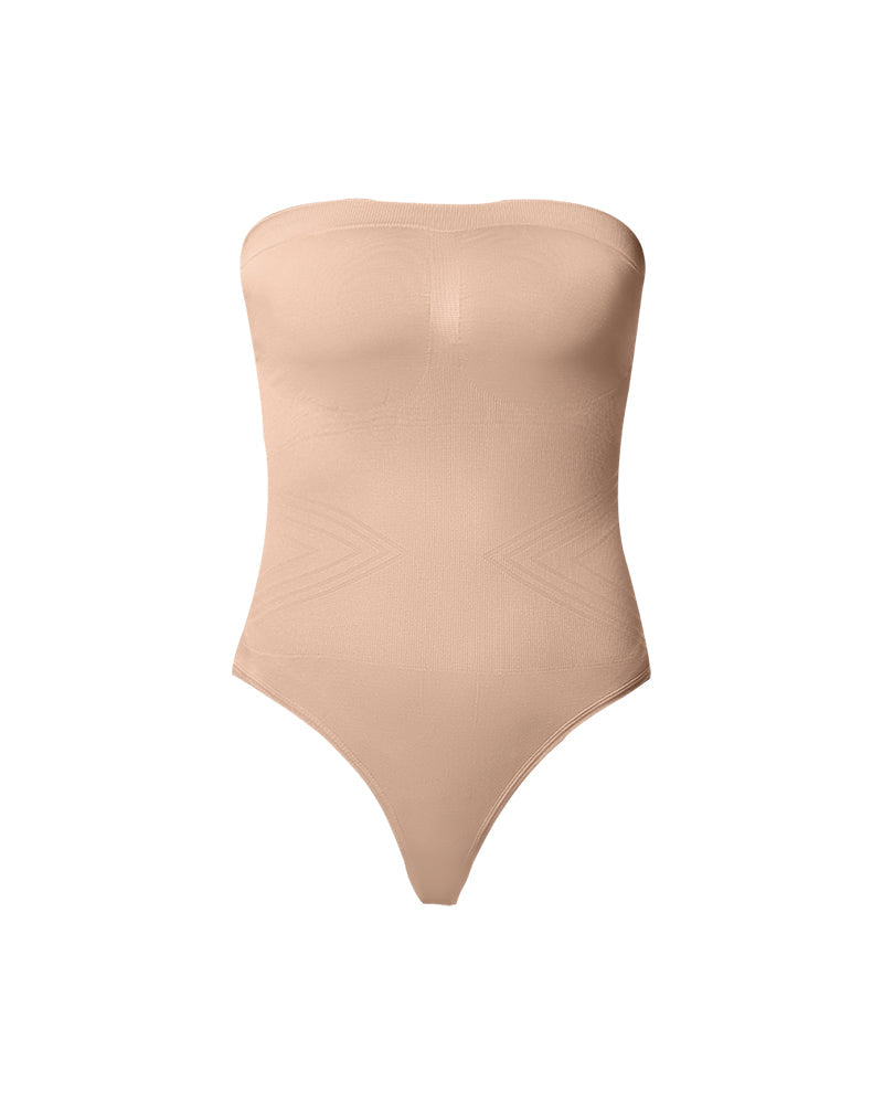 Nahtloser Bandeau-Shaping-Body mit String und abnehmbaren Trägern